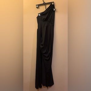 One Shoulder Modern Black Dress With Train